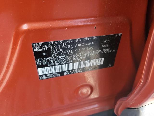 2T3RFREV5GW494859 - 2016 TOYOTA RAV4 XLE ORANGE photo 13