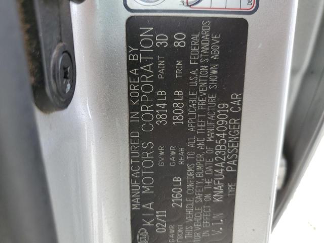 KNAFU4A23B5409019 - 2011 KIA FORTE EX 银色 照片 12