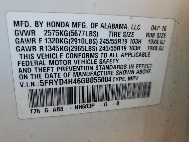 5FRYD4H46GB055004 - 2016 ACURA MDX TECHNOLOGY أبيض صورة 13