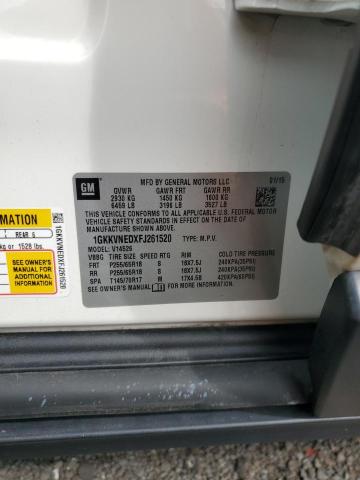 1GKKVNEDXFJ261520 - 2015 GMC ACADIA SLE 白色 照片 12