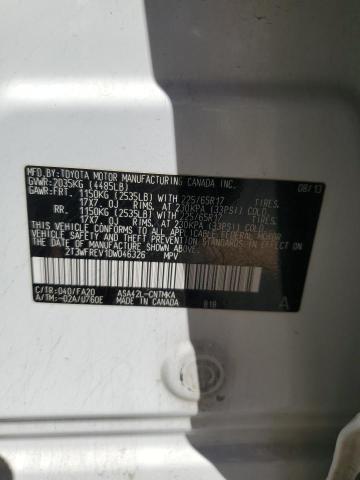 2T3WFREV1DW046326 - 2013 TOYOTA RAV4 XLE 白色 照片 13