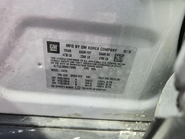 KL7CJLSB0KB779995 - 2019 CHEVROLET TRAX 1LT 银色 照片 13