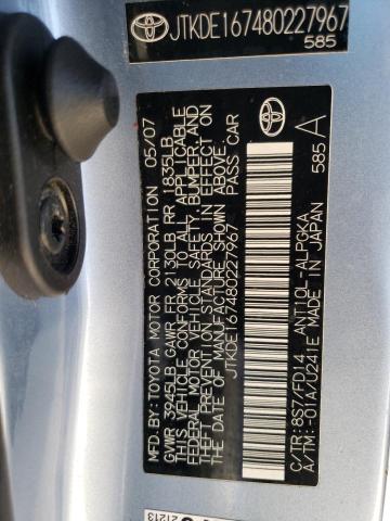 JTKDE167480227967 - 2008 TOYOTA SCION TC 蓝色 照片 13