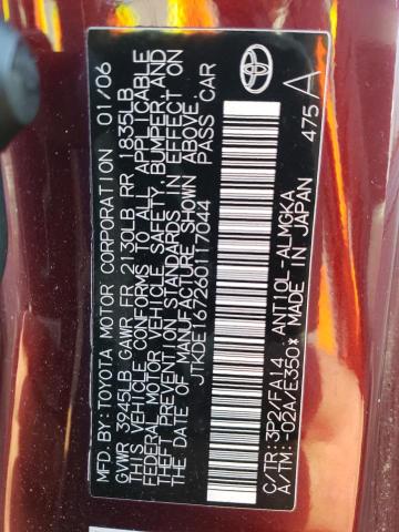 JTKDE167260117044 - 2006 TOYOTA SCION TC 栗色 照片 13