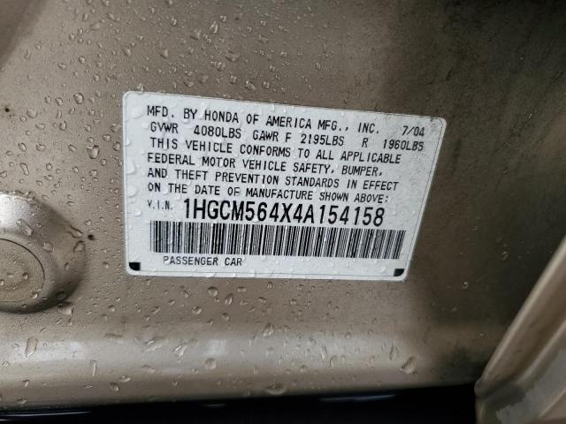 1HGCM564X4A154158 - 2004 HONDA ACCORD LX GOLD photo 12