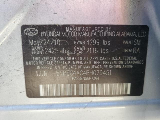 5NPEC4AC4BH079451 - 2011 HYUNDAI SONATA SE SILVER photo 13