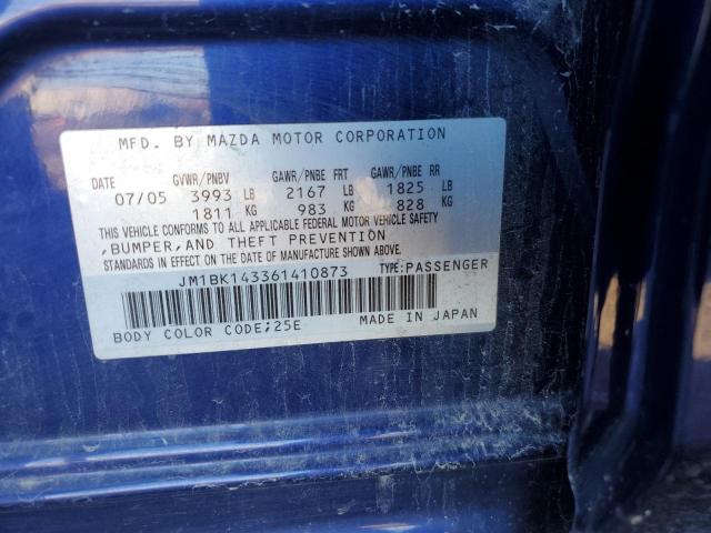 JM1BK143361410873 - 2006 MAZDA 3 HATCHBACK BLUE photo 12