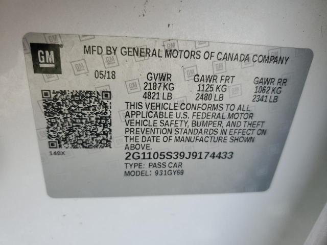 2G1105S39J9174433 - 2018 CHEVROLET IMPALA LT Սպիտակ լուսանկար 13