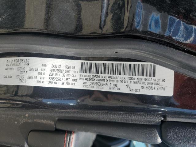 1C4PJMBS5FW742417 - 2015 JEEP CHEROKEE TRAILHAWK BLACK photo 12