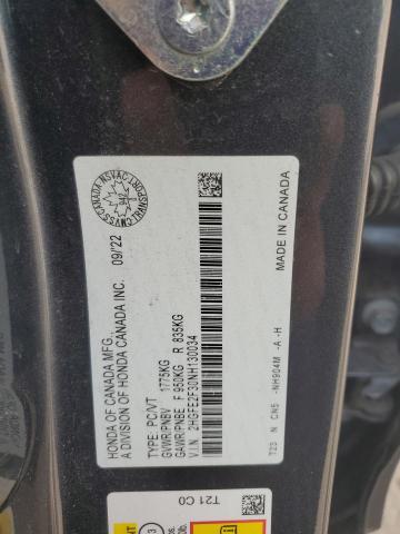 2HGFE2F30NH130034 - 2022 HONDA CIVIC EX BLACK photo 12