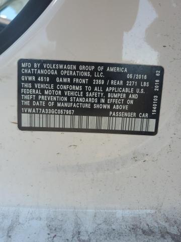 1VWAT7A33GC057957 - 2016 VOLKSWAGEN PASSAT S Weiß Foto 13