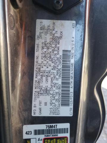 5TFTX4CN5DX031863 - 2013 TOYOTA TACOMA ACCESS CAB ნაცრისფერი ფოტო 12