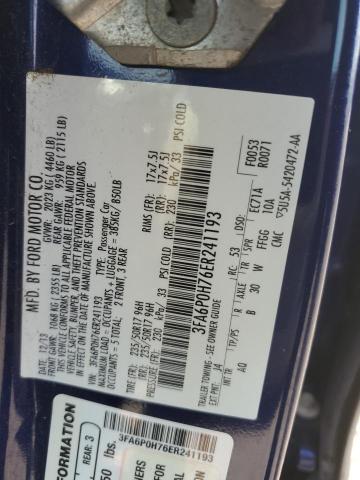 3FA6P0H76ER241193 - 2014 FORD FUSION SE BLUE photo 12