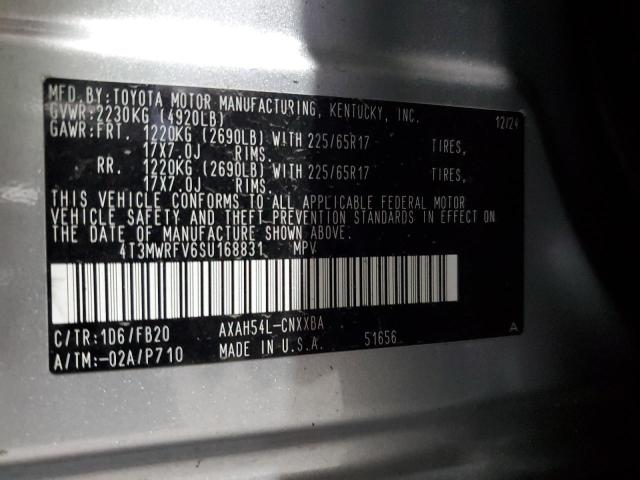 4T3MWRFV6SU168831 - 2025 TOYOTA RAV4 LE SILVER photo 13