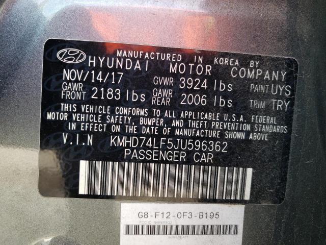 KMHD74LF5JU596362 - 2018 HYUNDAI ELANTRA SE GRAY photo 12