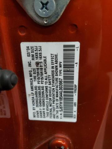 5J6YH18544L003967 - 2004 HONDA ELEMENT EX ORANGE photo 14