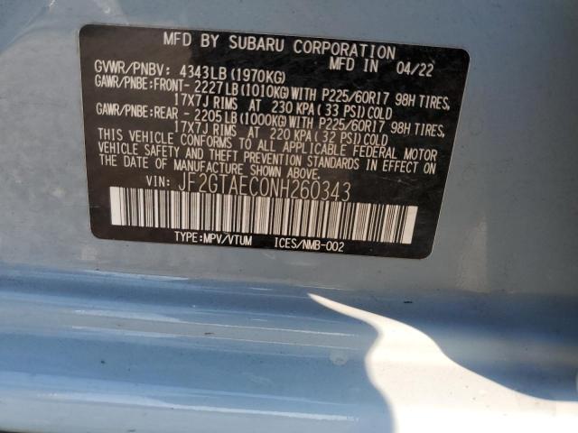 JF2GTAEC0NH260343 - 2022 SUBARU CROSSTREK PREMIUM BLUE photo 13