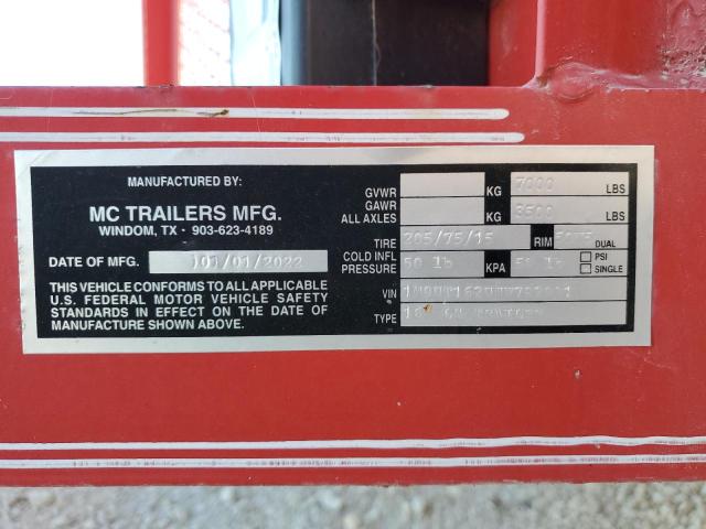 1M9UT162UNW792081 - 2022 MC TRAILER 红色 照片 10