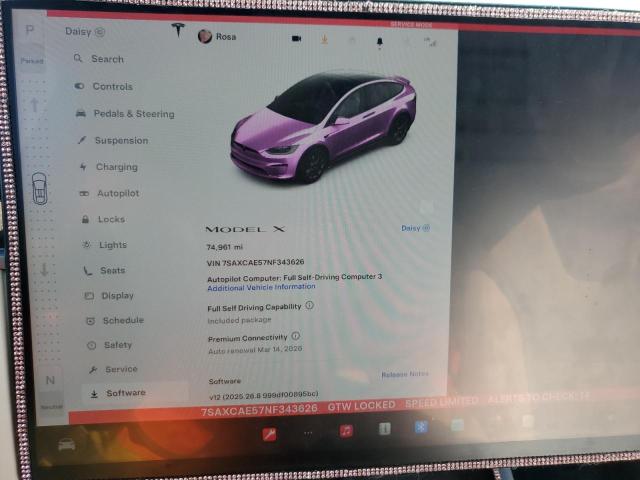 7SAXCAE57NF343626 - 2022 TESLA MODEL X CHARCOAL photo 9