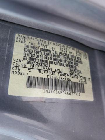 3N1BC1CP9CK277311 - 2012 NISSAN VERSA S GRAY photo 12