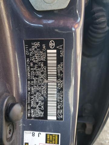 JTDKN3DU7B0320640 - 2011 TOYOTA PRIUS GRAY photo 13