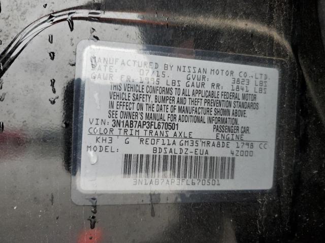 3N1AB7AP3FL670501 - 2015 NISSAN SENTRA S BLACK photo 13