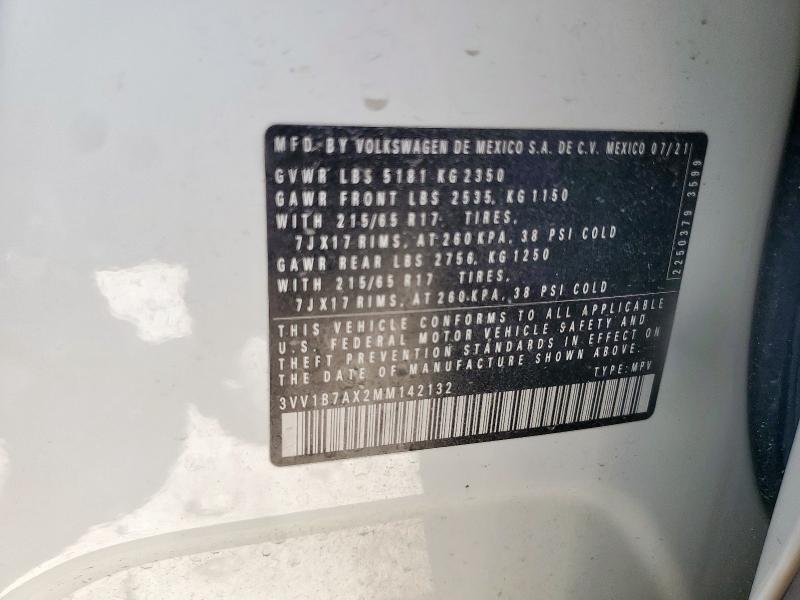 3VV1B7AX2MM142132 - 2021 VOLKSWAGEN TIGUAN S Ақ фото 13
