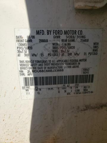 2LMDU68C68BJ33668 - 2008 LINCOLN MKX WHITE photo 14