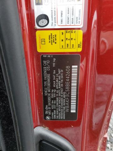 WBAKF3C58BE442608 - 2011 BMW 328XI XI MAROON photo 12