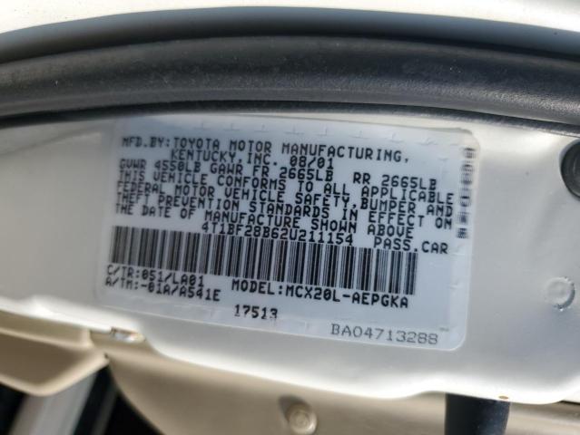 4T1BF28B62U211154 - 2002 TOYOTA AVALON XL 白色 照片 12