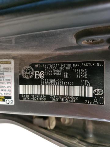 2T1KR32E86C560727 - 2006 TOYOTA COROLLA MA XR GRAY photo 12