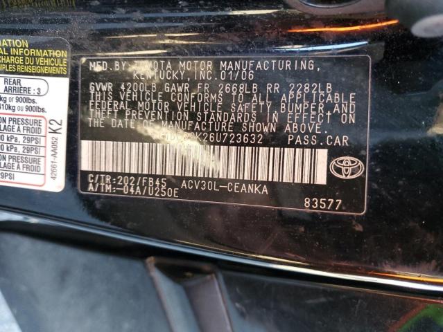 4T1BE32K26U723632 - 2006 TOYOTA CAMRY LE BLACK photo 12