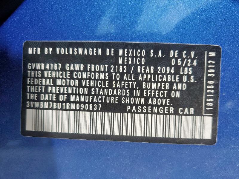 3VWBM7BU1RM090837 - 2024 VOLKSWAGEN JETTA SPORT 蓝色 照片 13