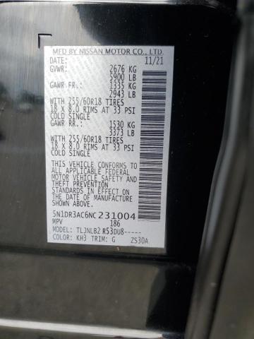 5N1DR3AC6NC231004 - 2022 NISSAN PATHFINDER S BLACK photo 13