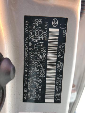 JTDKARFP0J3092497 - 2018 TOYOTA PRIUS PRIM SILVER photo 12