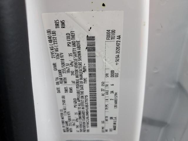 1FMCU9J96HUB37575 - 2017 FORD ESCAPE TITANIUM WHITE photo 13