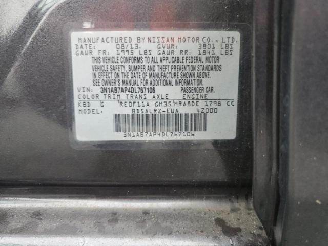 3N1AB7AP4DL767106 - 2013 NISSAN SENTRA S გრაფიტი ფოტო 12