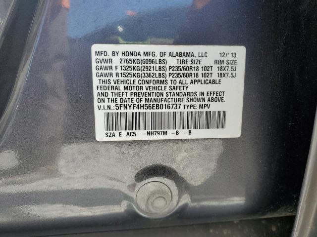 5FNYF4H56EB016737 - 2014 HONDA PILOT EXL Boz foto 13