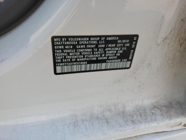 1VWDT7A31HC019884 - 2017 VOLKSWAGEN PASSAT R-LINE Ağ foto 12