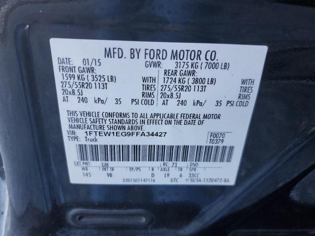 1FTEW1EG9FFA34427 - 2015 FORD F150 SUPERCREW BLACK photo 12