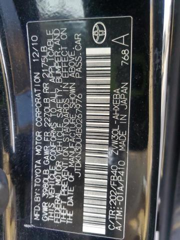 JTDKN3DU4B0267976 - 2011 TOYOTA PRIUS BLACK photo 12