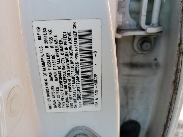 5KBCP3F79AB002588 - 2010 HONDA ACCORD EX WHITE photo 12