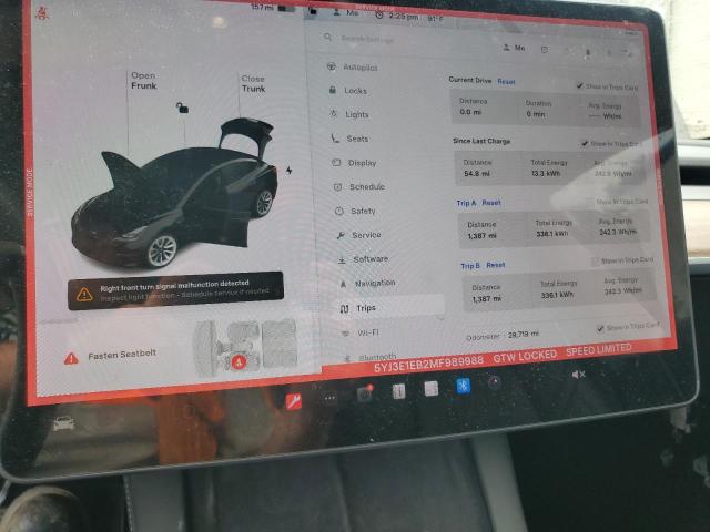 5YJ3E1EB2MF989988 - 2021 TESLA MODEL 3 Սև լուսանկար 9