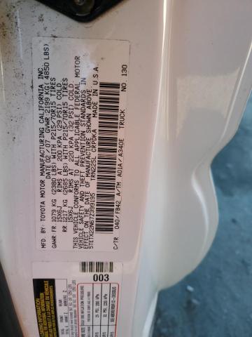 5TETX22N67Z399195 - 2007 TOYOTA TACOMA ACCESS CAB WHITE photo 12