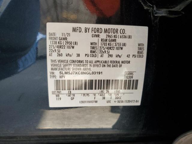 5LM5J7XC8NGL03191 - 2022 LINCOLN AVIATOR RESERVE 石墨色 照片 13