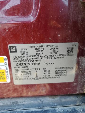 1GKKRPKD9FJ202107 - 2015 GMC ACADIA SLE Bordo fotoğraf 13