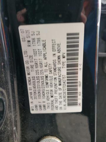 JHLRE38727C042757 - 2007 HONDA CR-V EXL BLACK photo 12