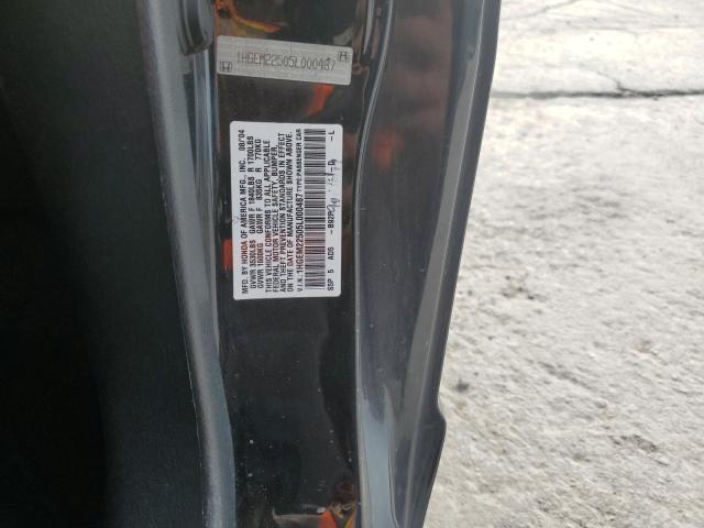 1HGEM22505L000487 - 2005 HONDA CIVIC LX 黑色 照片 12