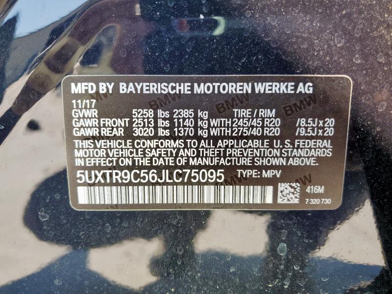 5UXTR9C56JLC75095 - 2018 BMW X3 XDRIVE30I BLACK photo 13
