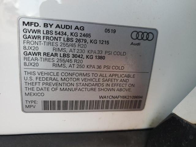 WA1CNAFY6K2109694 - 2019 AUDI Q5 PRESTIGE WHITE photo 13